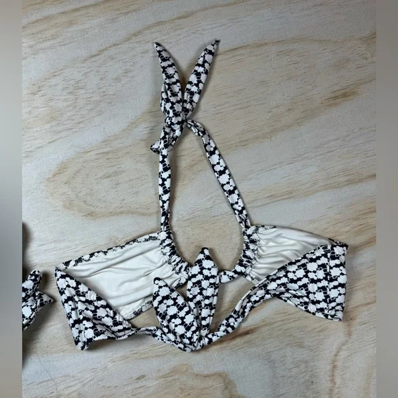 Eberjey Black and White Floral Tie Bikini Set Size Small Cheeky Bottoms - Picture 6 of 7